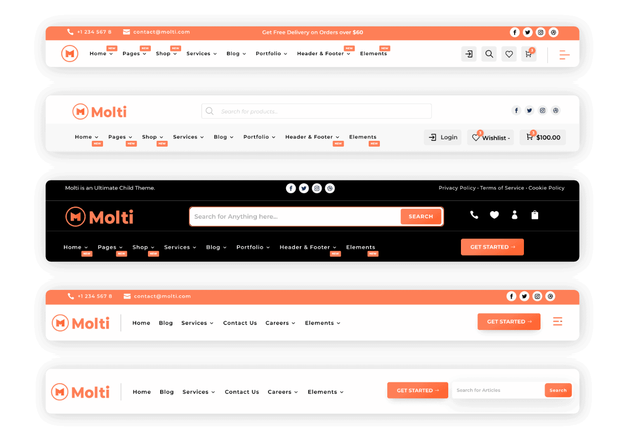 Molti - Ecommerce Headers